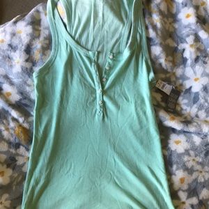 Womens AERIE Henley Tank Top : Mint Green